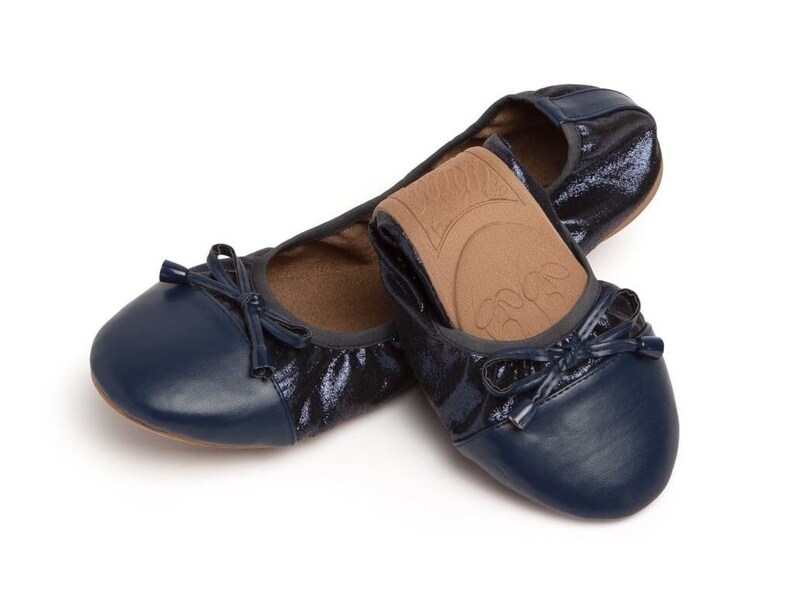 Talaria Wohnungen Marineblau Luxus faltbare Ballerinas, Hochzeit Ballerinas, Ballerinas für die Arbeit, faltbare Wohnungen für Reisen, Cinderollies, Schuh Bild 7