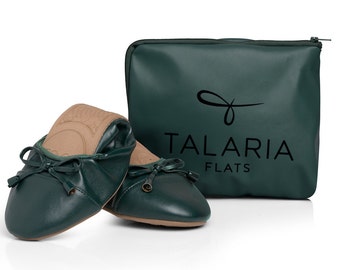 Talaria Flats Evergreen Premium Ballerines Pliables, Ballerines de Mariage, Ballerines pour le Travail, Appartements Pliables pour Voyage, Cinderollies, Chaussure