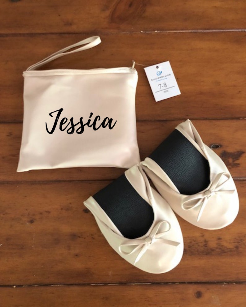 Bridesmaid gift, Custom Ballet Slippers, Personalized Wedding Ballet Flats, Monogrammed Foldable Flats, Gift for mom, Bridesmaid Slipper image 2