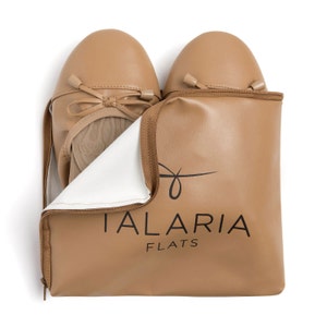 Talaria Flats Caramel Luxury Foldable Ballet Flats,Wedding Ballet Flats,Ballet Flats for Work,Foldable Flats for Travel,Cinderollies,Shoe image 7