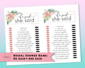 2 Bridal Shower Games | He Said, She Said | Instant Download | 8.5x11 | Marriage | Bride To Be | Love