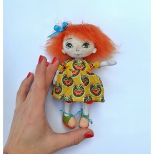 Art fabric doll, Handmade rag doll, girls deco nursery, birthday gift girl, soft dress up doll, Christmas gift doll