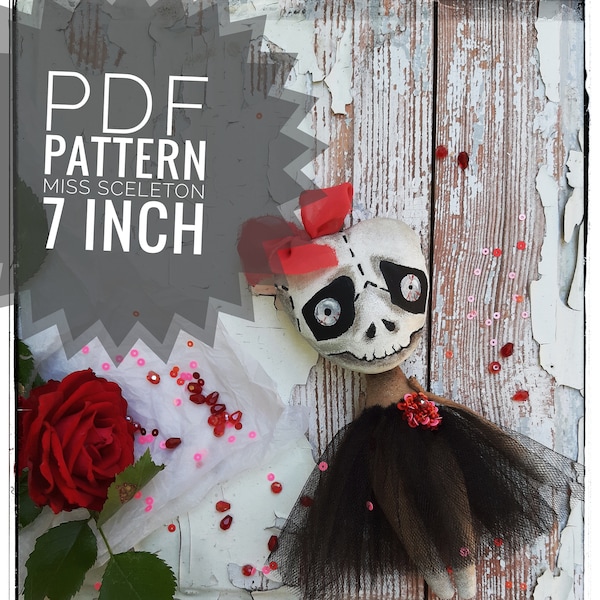 PDF cloth voodoo doll pattern  rag doll  Mexican very beautiful death Haunted doll Creepy doll Scary doll Halloween decor