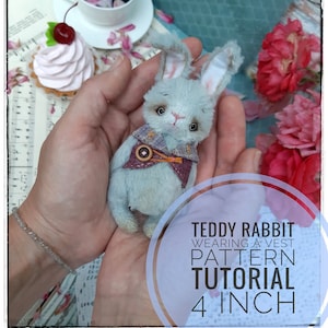 Teddy Bunny with Vest Sewing Pattern, 4-inch (PDF Pattern)