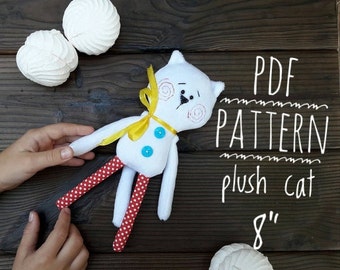 Cat stuffed animal doll sewing patterns / soft toy PDF Easy pattern rag doll animal Pattern Download