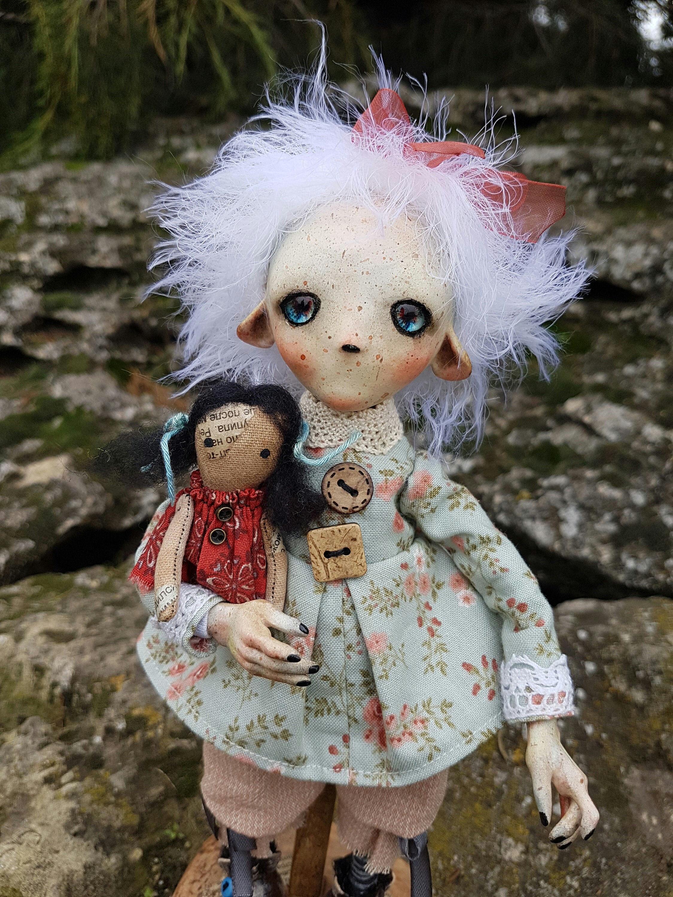 Little White Mouse Cute Fairy Elf Realistic Art Doll Dark