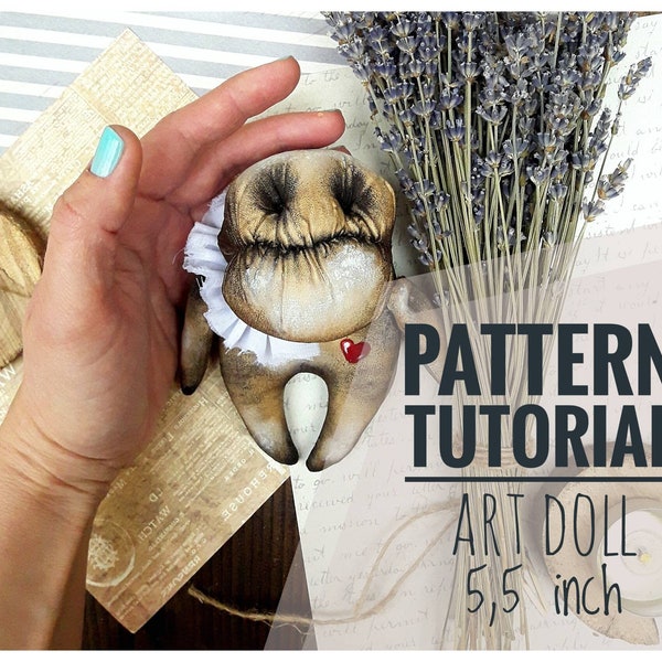 Tutorial pattern toy Tooth, DIY Handmade Monster Doll, Tutorial pdf sewing on soft primitive doll,Anger Management, Stress Doll,Voodoo Dolls