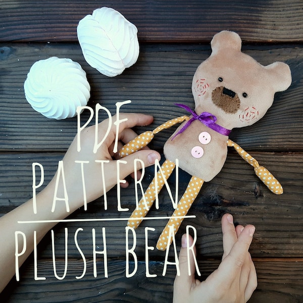 Bea stuffed animal doll sewing patterns / soft toy PDF Easy pattern rag doll animal Pattern Download