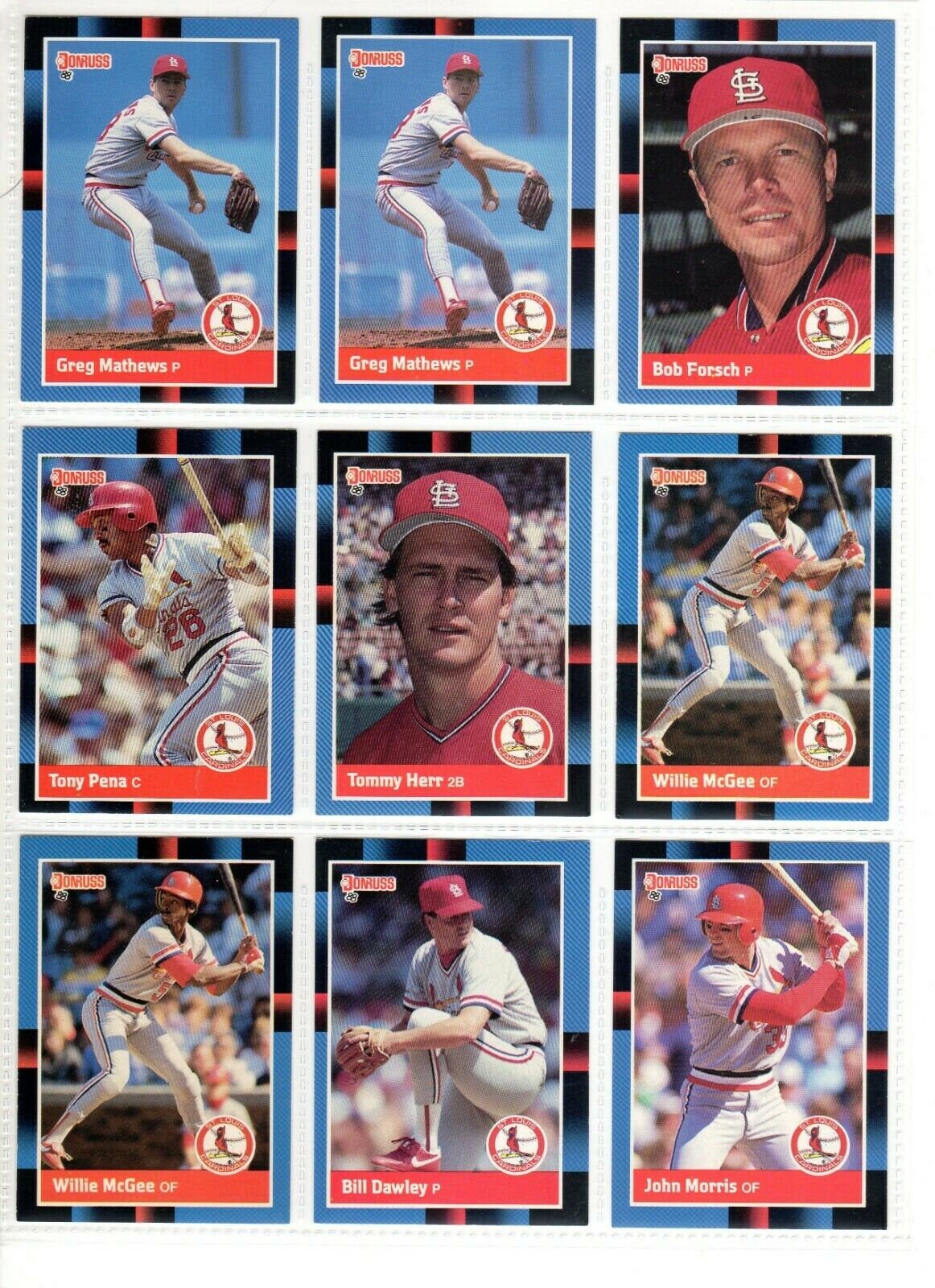 1988 Donruss Major League Baseball Cards St Louis Cardinals Etsy