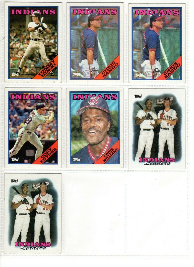 1988 Topps Major Leagues Baseball Cards Cleveland Indians Set Etsy