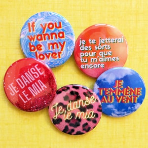 90&#39;s Song Badge (pin) / retro music Celine Dion, Spice Girls, IAM