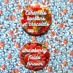 Badges Chansons 60's 70's/ broche musique sixties