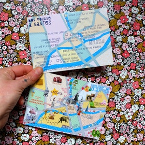 3 cartes postales "Les mots de Nantes" et les voyages à Nantes / Plan de Nantes subjectif