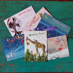 6 cartes de voeux décalées / Christmas cards