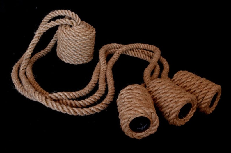 200cm Very long chandelier made of sailing rope for 3 light bulbs ~80