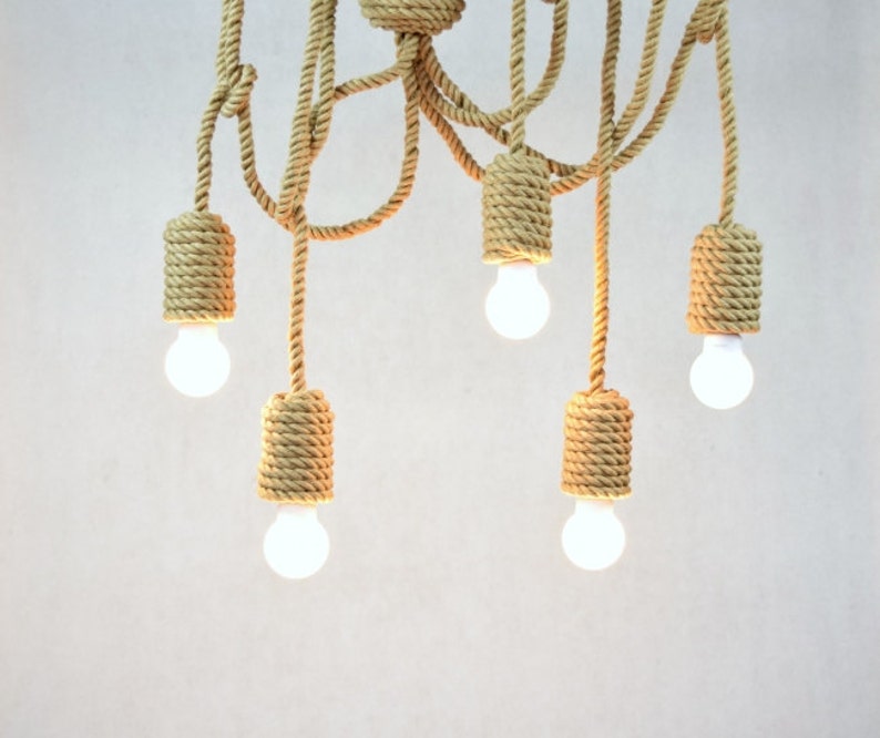 ~80 marine light,beach house,seaside decor,marine style nautical decor sailing rope for 5 light bulbs 200cm Rope long pendant light