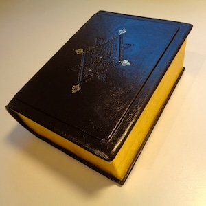 Handmade Leather Keepsake Box: Book-Shaped with Gold Tooling