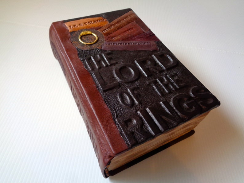 MADE TO ORDER The Lord of the rings Tolkien actial book handmade leather binding Christmas Anniversary Birthday Valentine image 1