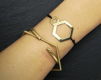 Golden HEXA Bracelet / Wristband / Hexagon / Polygon Collection / Geometric Jewelry