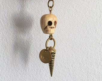 Skull Pendulum NECKLACE long / LIO tag / ball chain / ballchain / brass / brass / brass / skull pendulum chain / Mala Necklace