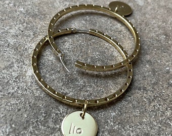 Holed HOOPS with Lio Pendant / Hoop Earrings / Earrings / Coin Pendant