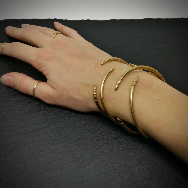 Golden Metal Cuff Bangle Bracelet Brass