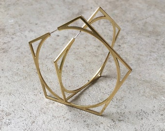 PENTA/CIRCLE Cutouts Hoop Earring / Creoles / Earrings / Hexagon / Geometric Jewelry / Polygon Collection