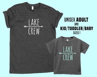 Lake Crew (Arrow) - Unisex Adult , Baby , Toddler , and Kid Sizes - Add Custom Personalization - Family Lake Apparel - Great for Groups!