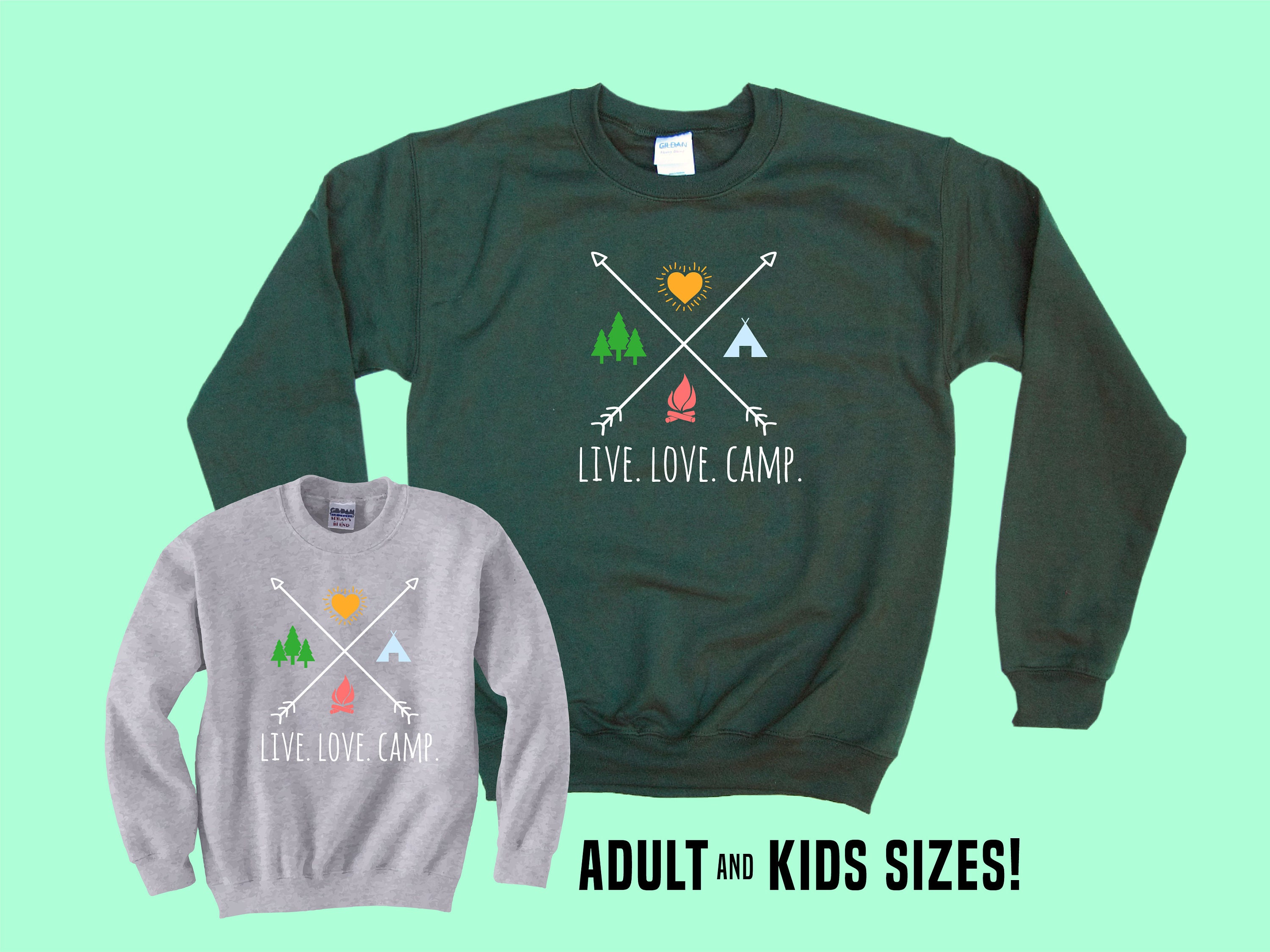 Live Love Camp X Camping Crewneck Adult And Kid Size Etsy