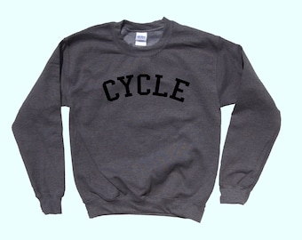 CYCLE  crewneck sweatshirt - adult and kid sizes - favorite sport - for biker or biking - fun cycling rider apparel !