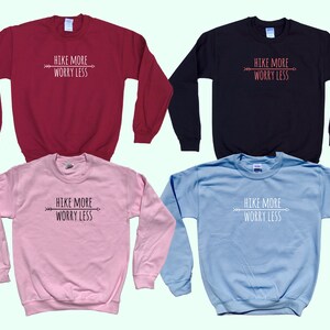 Hike More Worry Less Crewneck Hiking Sweatshirt image 3