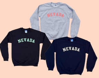 NEVADA Crewneck State Sweatshirt Simple Design Old School
