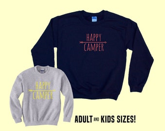 Happy Camper (Arrow) - Crewneck Camping Sweatshirt