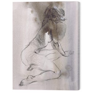 Kunstdruck Frau | Kohlestift | Weibliche Kunst | Skizze feminine Kunst schwarzweiße Frau Zeichnung Druck handgemacht | Frauenkörperdruck