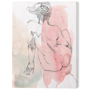 Female Figure Canvas Print: Minimalist Charcoal Woman Sketch