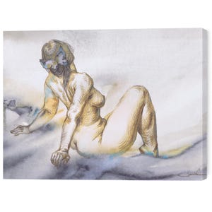 Romantic Female Figure Charcoal Drawing - Original Woman Sketch