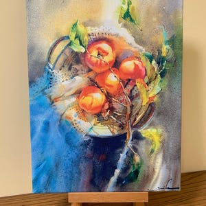 Watercolor Painting, Canvas Art Print, Kitchen Decor, Kitchen Wall Decor, Wall Print, Apple Painting, Fruit Still Life, Botanical Art