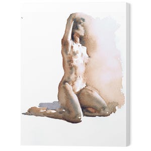 Neutral Figure Art Print, Minimal Watercolor Home Decor, Abstract Woman Portrait