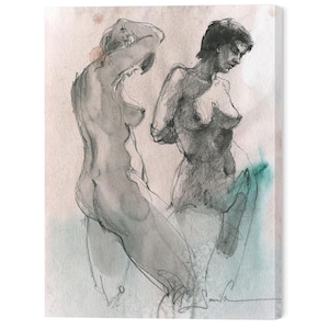 Vintage Lesbian Art Print: Sapphic Couple Painting, Romantic Gift