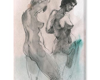 Vintage Lesbian Art Print: Sapphic Couple Painting, Romantic Gift