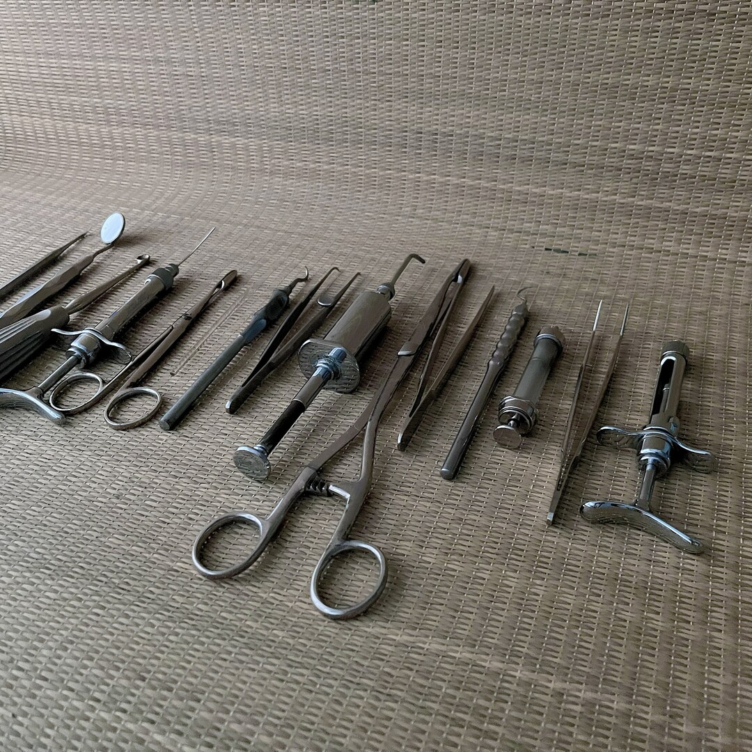 Vintage Dentist Tools Set of Old Medical Instruments Retro Dental