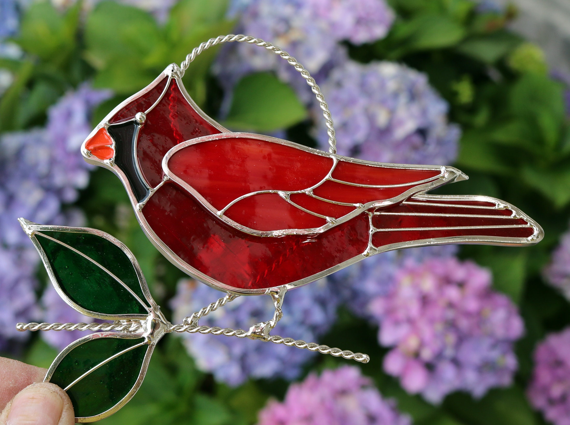 Stained Glass Cardinal Suncatcher Etsy