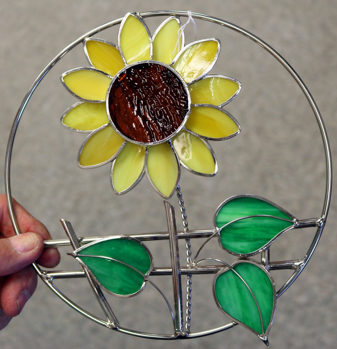 Stained Glass Sunflower Suncatcher on Ring. Summer Gift Idea. Etsy