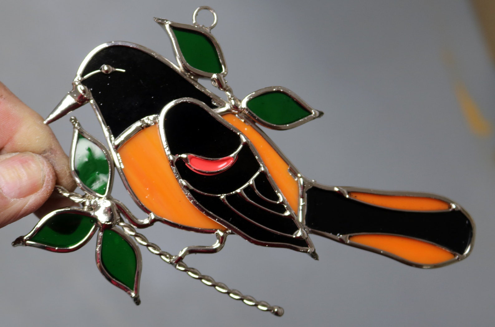 Stained Glass Baltimore Oriole Suncatcher on Branch With Etsy
