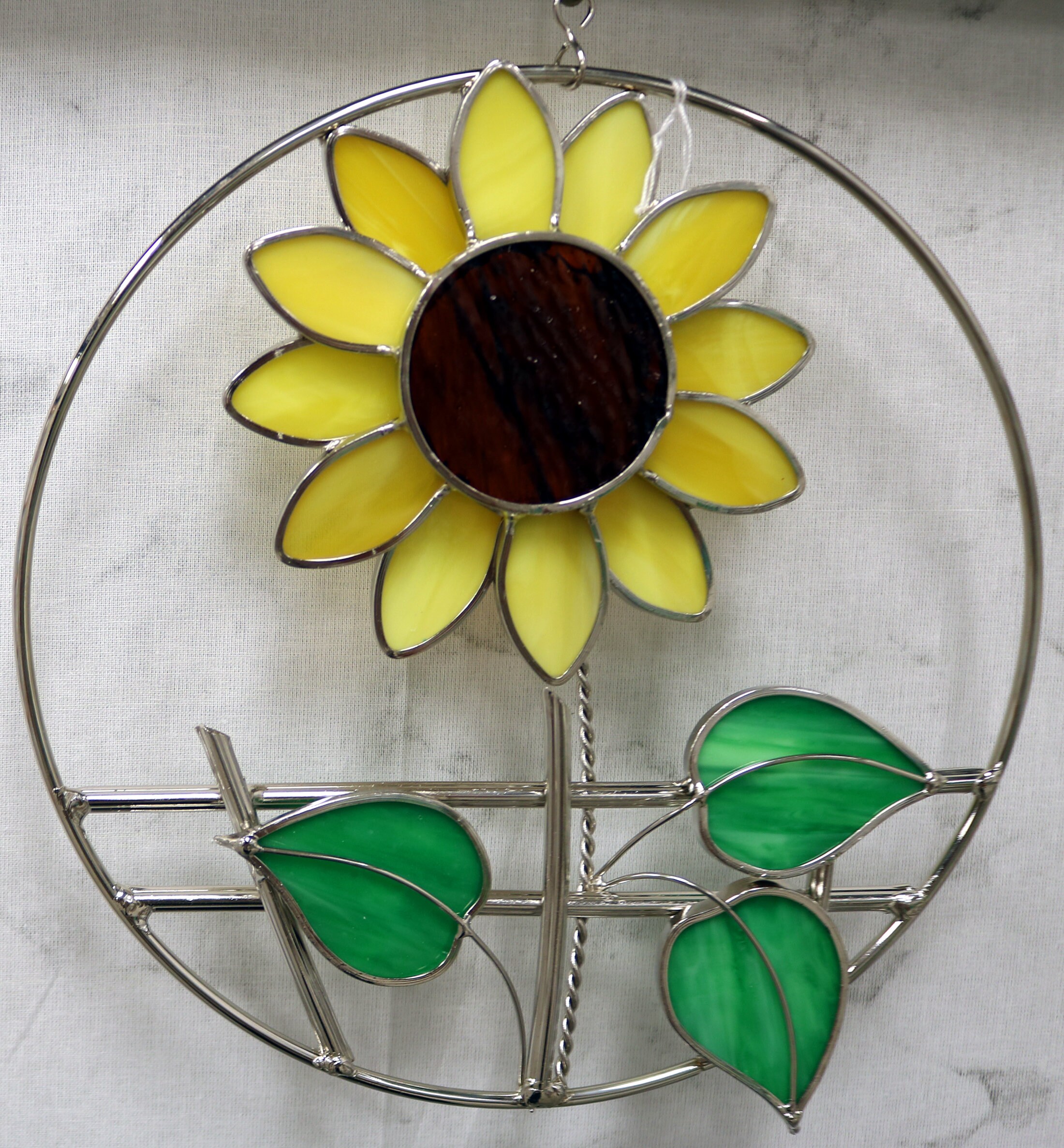 Stained Glass Sunflower Suncatcher on Ring. Summer Gift Idea. Etsy