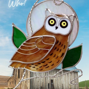 Stained Glass Owl Suncatcher // Night Owl Gift // Bird Lover