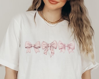 Coquette camiseta de bebê com laço rosa, roupas retrô macias dos anos 90, camiseta moderna, estética de menina limpa, roupas estéticas do pinterest