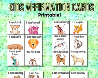 Printable Affirmation Cards For Kids, Motivational Cards, Positivity Cards, Daily Affirmation, Kids Positivity Cards, Dog Affirmation Cards