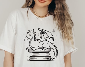 Dragon Book Shirt, Bookish Gift, Fourth Wing Gift for Fantasy Book lover, Cute Dragon Shirt
