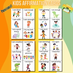 Druckbare Affirmationskarten für Kinder, Motivationskarten, Positivitätskarten, Tägliche Affirmation, Kinder Positivitätskarten, Kinder Affirmationskarten